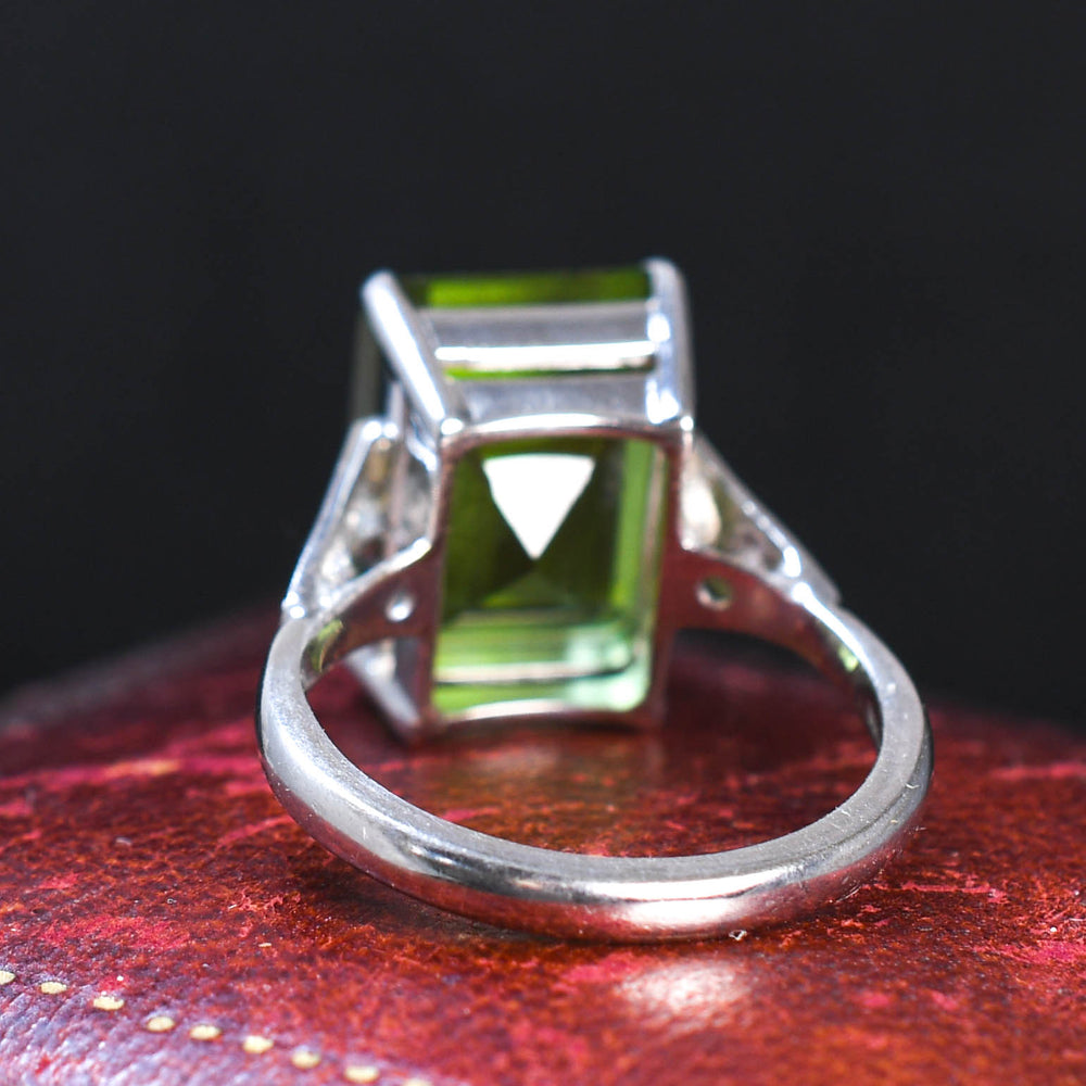 Art Deco 10.29ct Peridot & Diamond Statement Ring