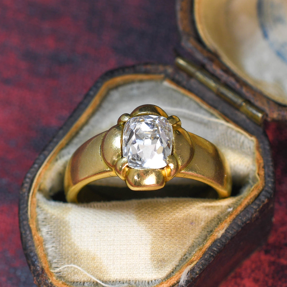 Georgian 2ct Old Cushion Cut Diamond Solitaire Ring