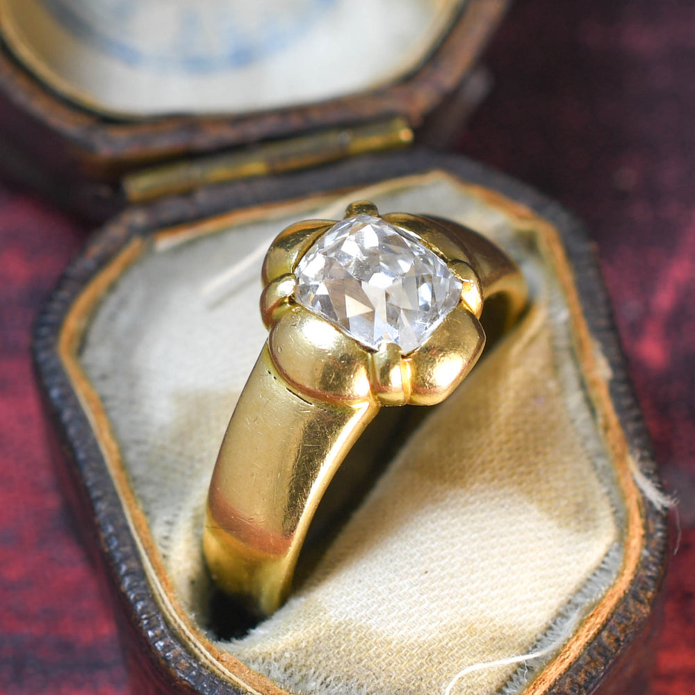 Georgian 2ct Old Cushion Cut Diamond Solitaire Ring