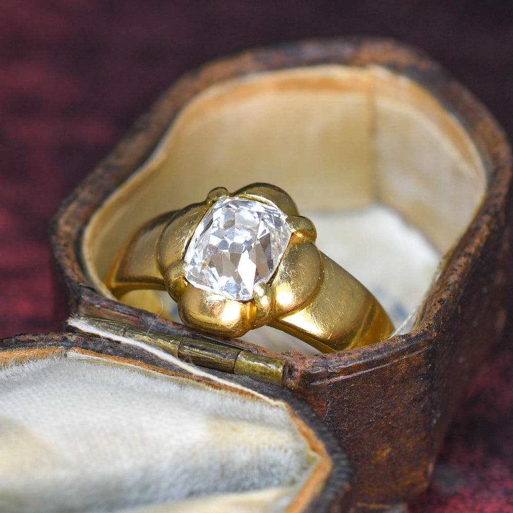 Georgian 2ct Old Cushion Cut Diamond Solitaire Ring