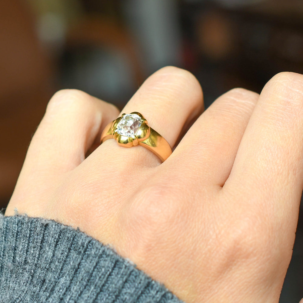 Georgian 2ct Old Cushion Cut Diamond Solitaire Ring