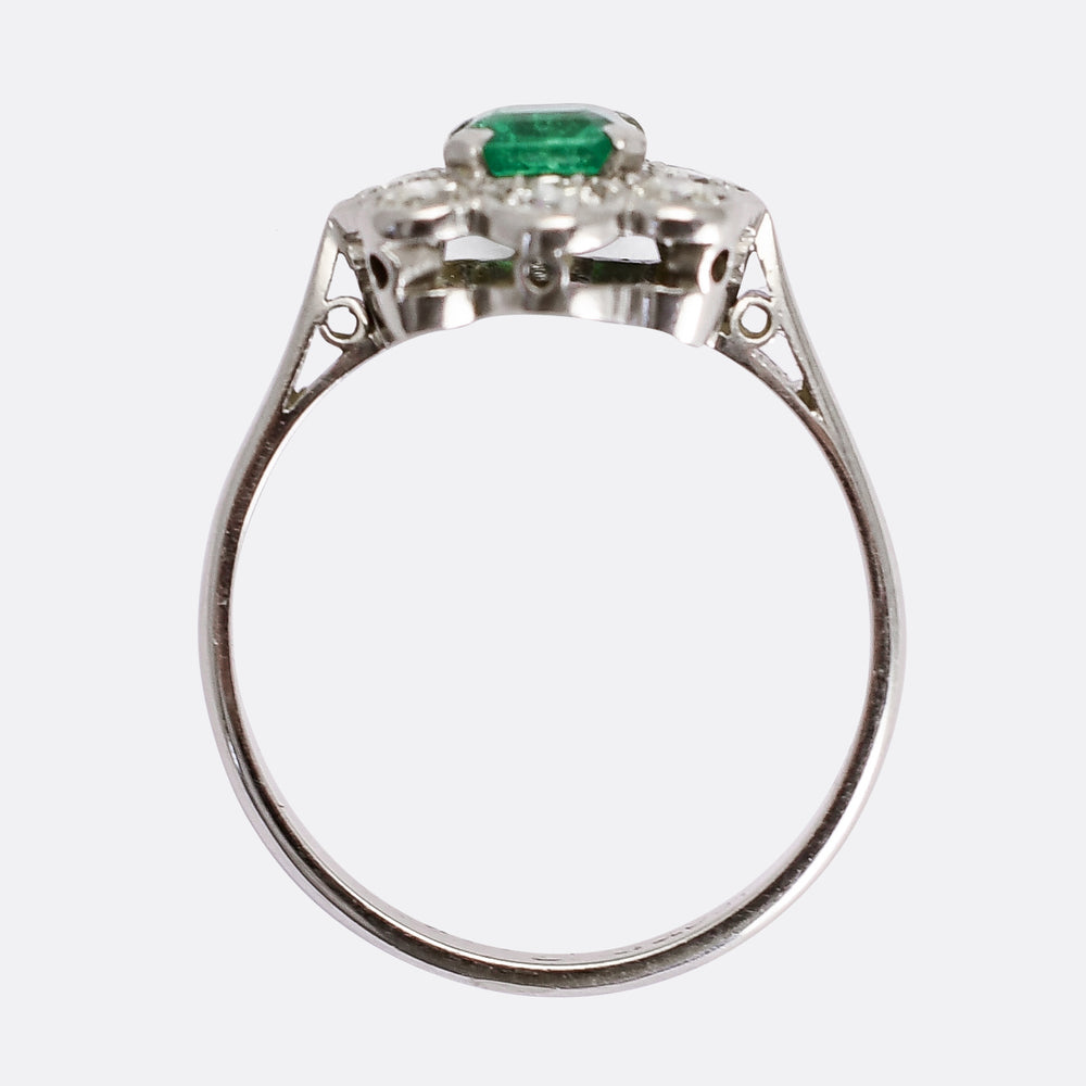 Art Deco Emerald & Diamond Cluster Ring