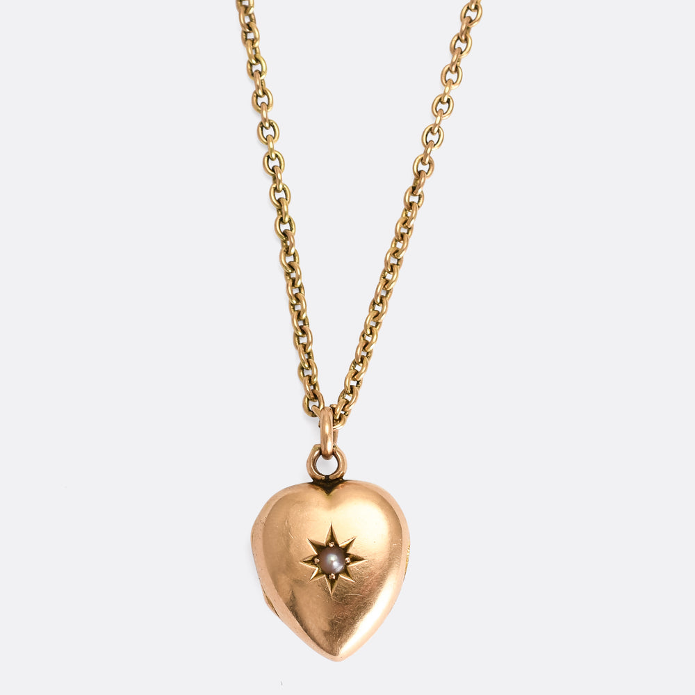 Victorian Pearl Heart Locket Pendant