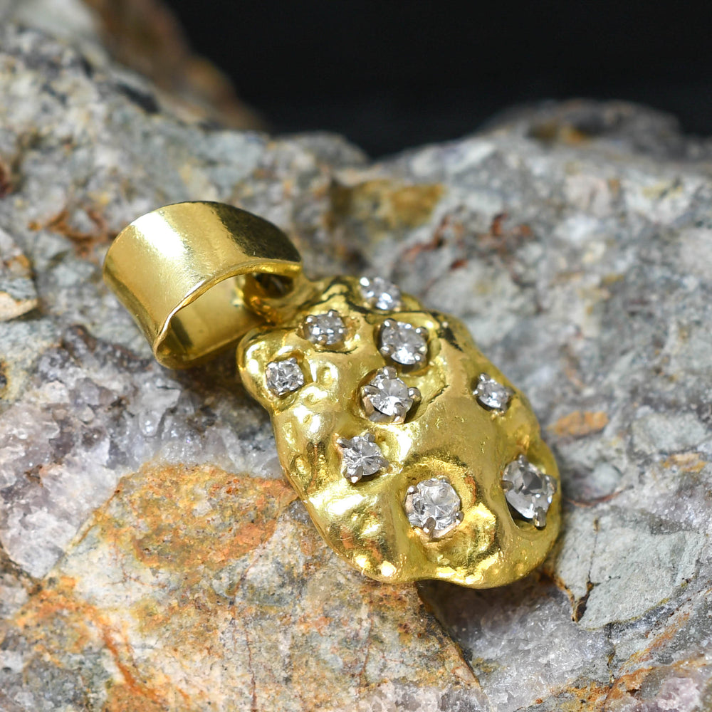 Vintage Diamond Gold Nugget Pendant