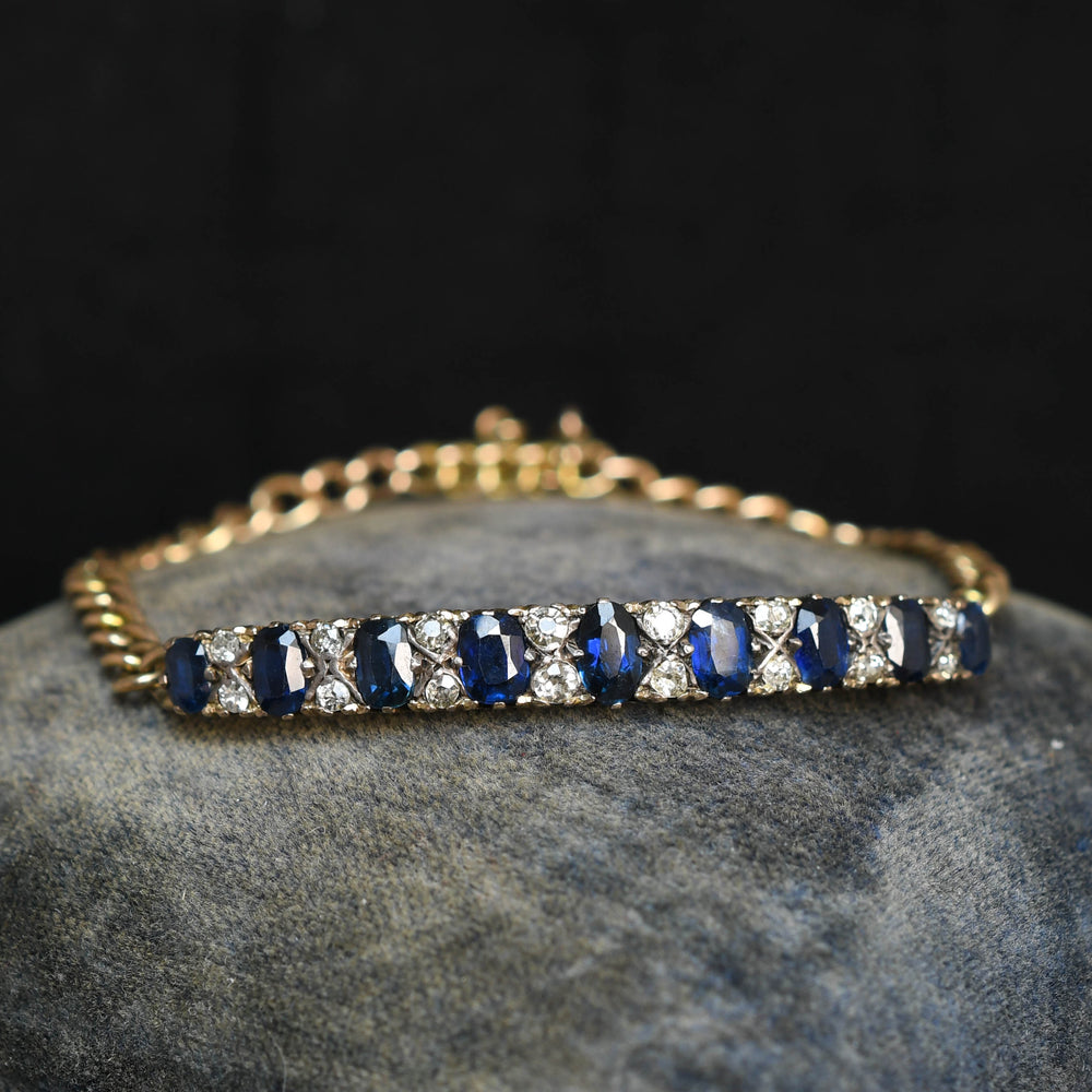 Victorian Sapphire & Diamond Curb-Link Bracelet