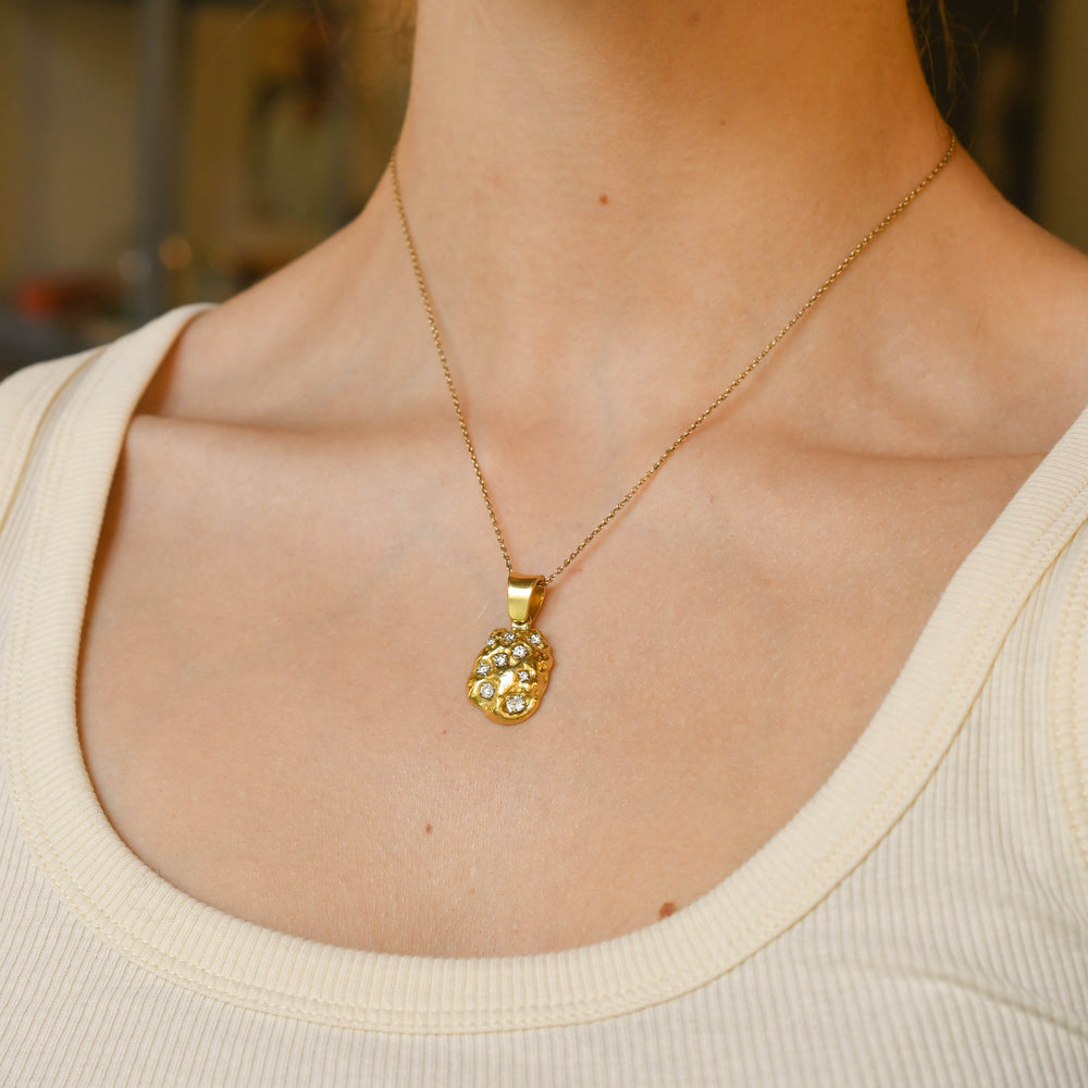 Vintage Diamond Gold Nugget Pendant