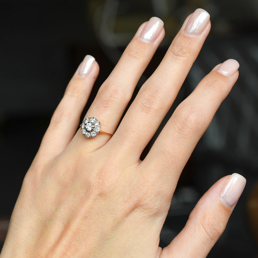 1930's Transitional Cut Diamond Flower Ring
