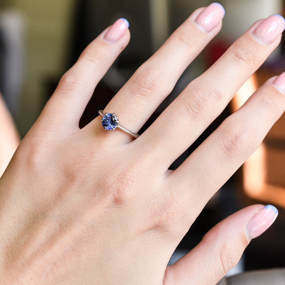 Contemporary Platinum 1ct Tanzanite Solitaire Ring