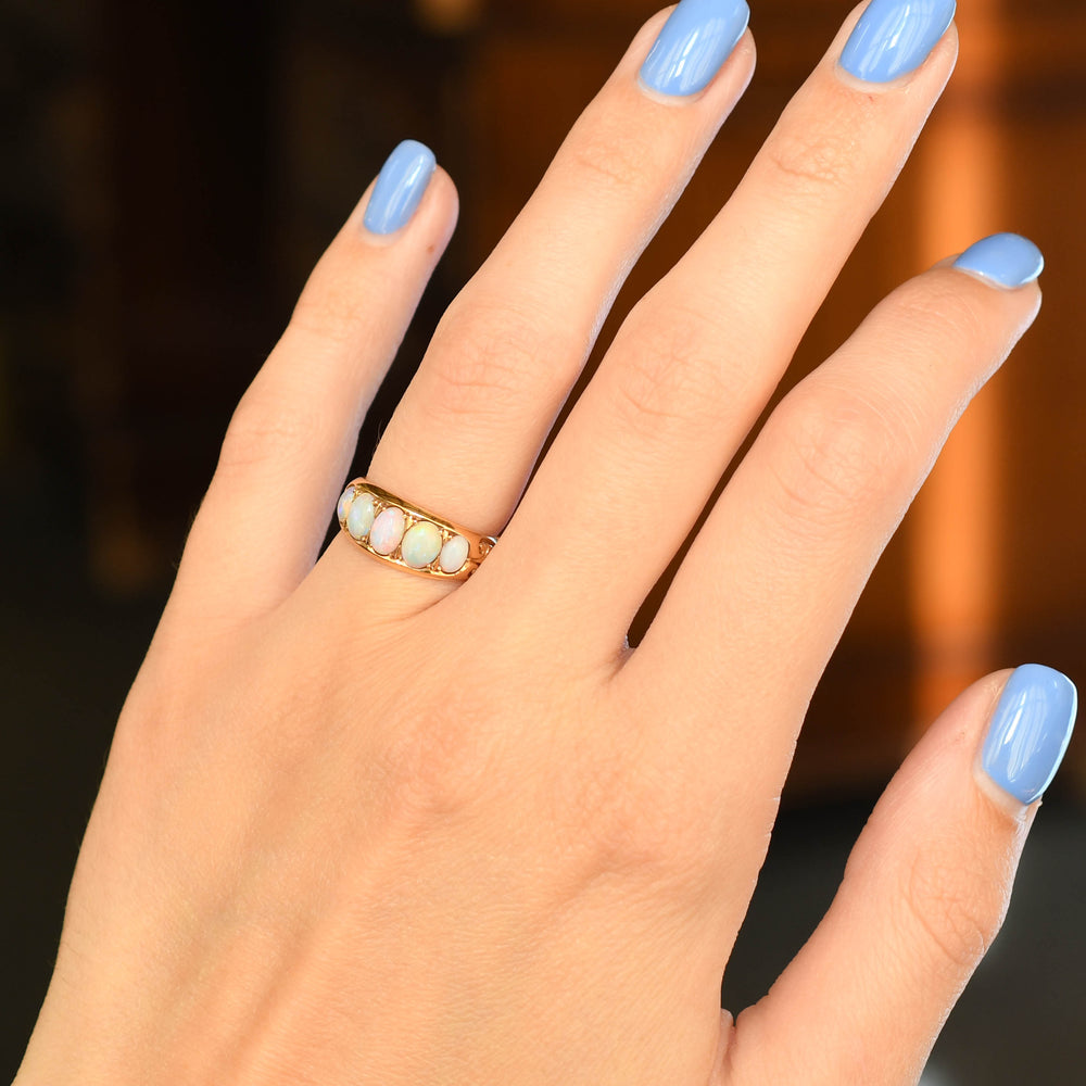 Victorian Opal 5-Stone Cigar Band Ring