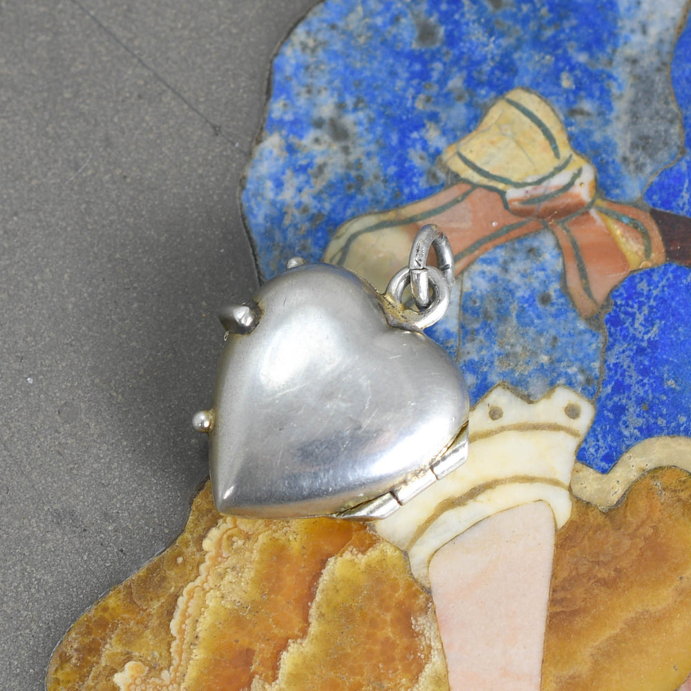 Victorian Silver Lucky Enamel Clover Heart Charm