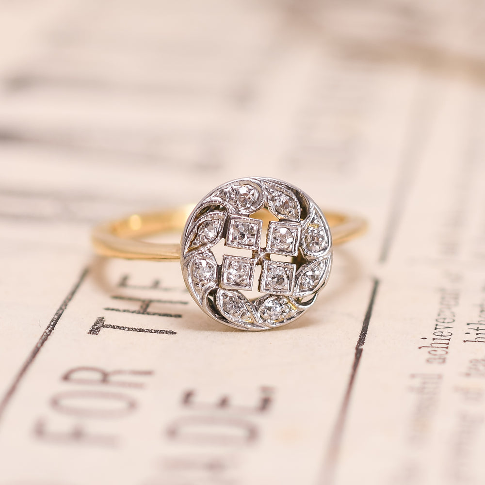 Edwardian Diamond Openwork Swirl Ring