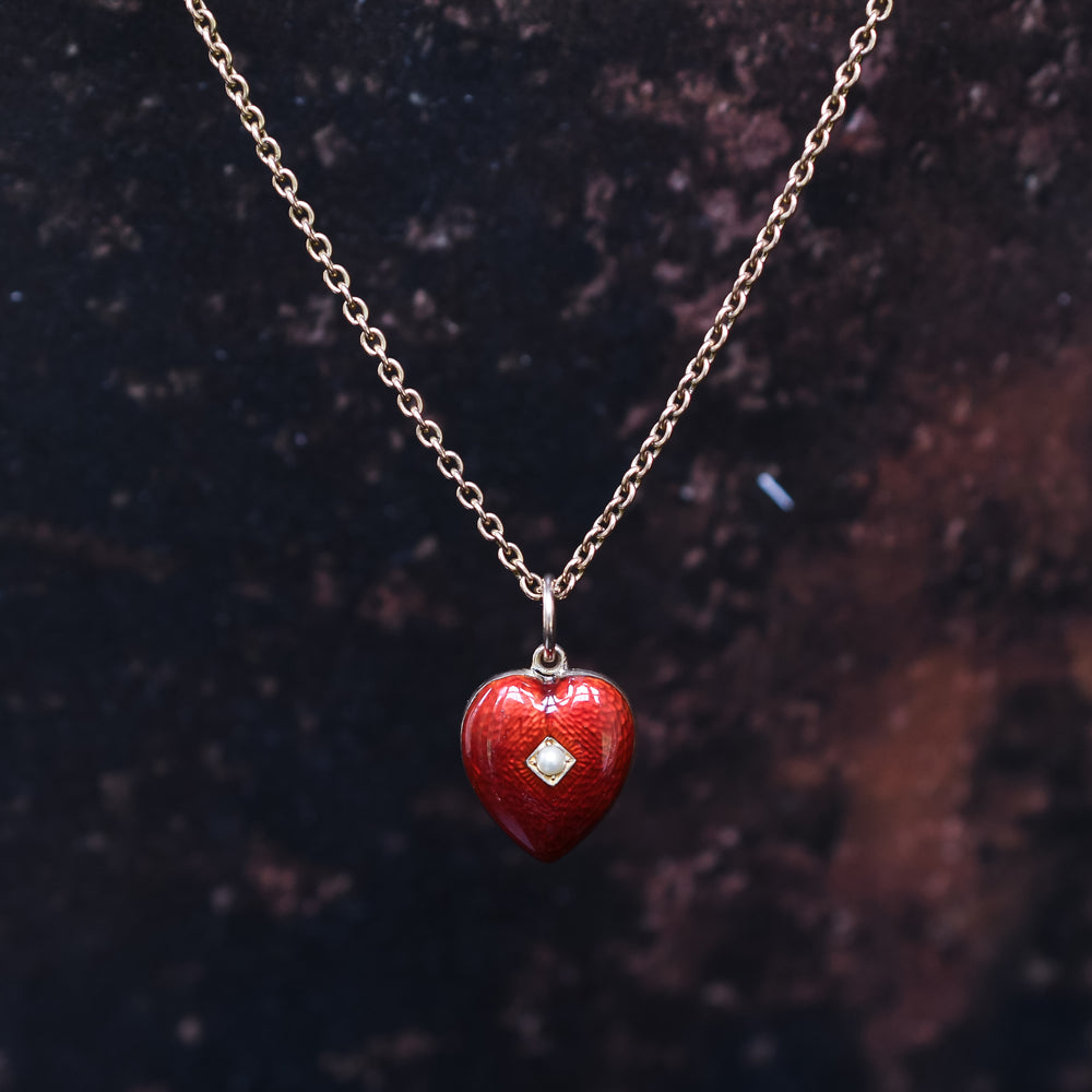 Victorian Pearl & Guilloché Enamel Locket Pendant