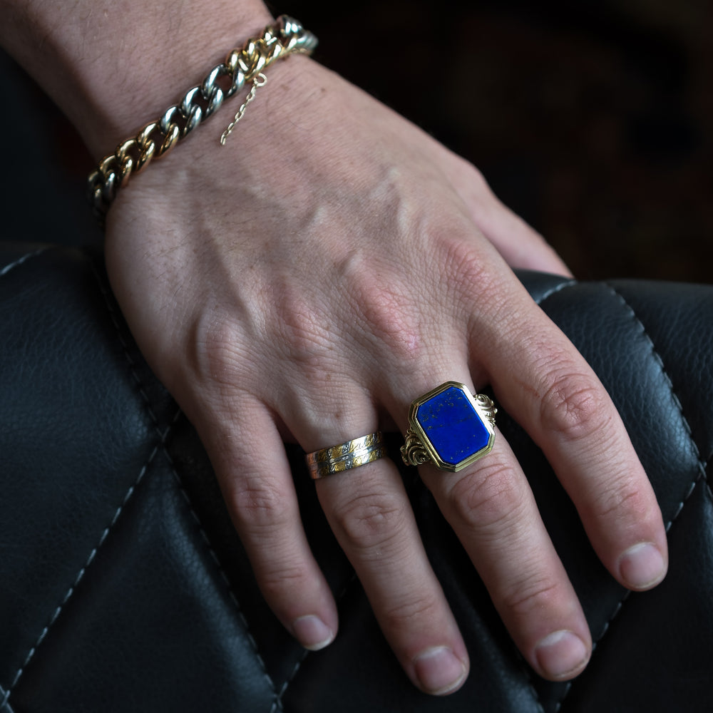 Art Nouveau Lapis Lazuli Signet Ring