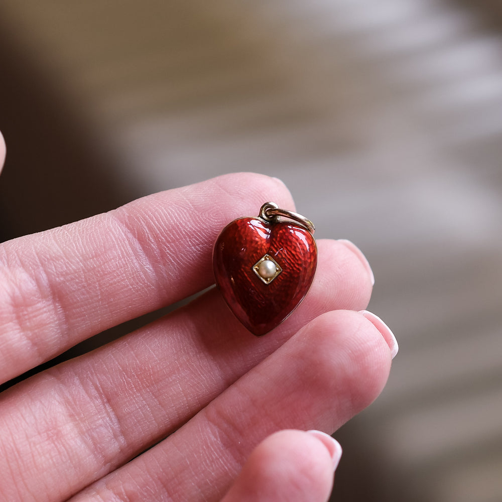 Victorian Pearl & Guilloché Enamel Locket Pendant
