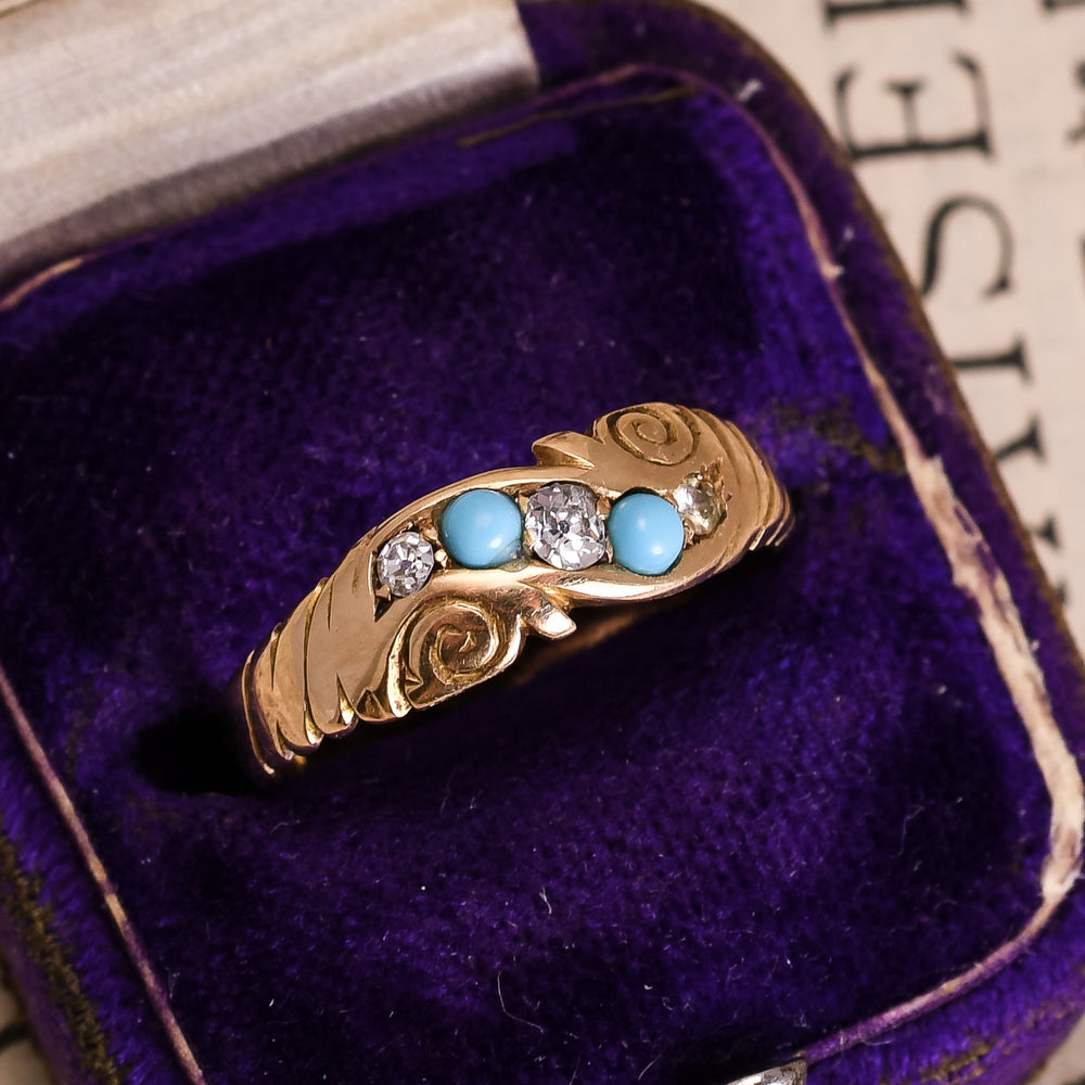 Late Victorian Turquoise & Diamond Ring