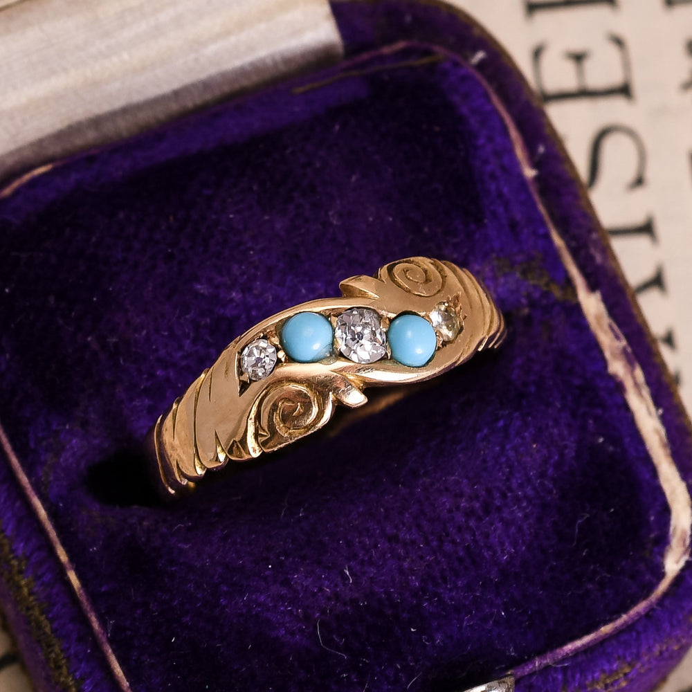 Late Victorian Turquoise & Diamond Ring