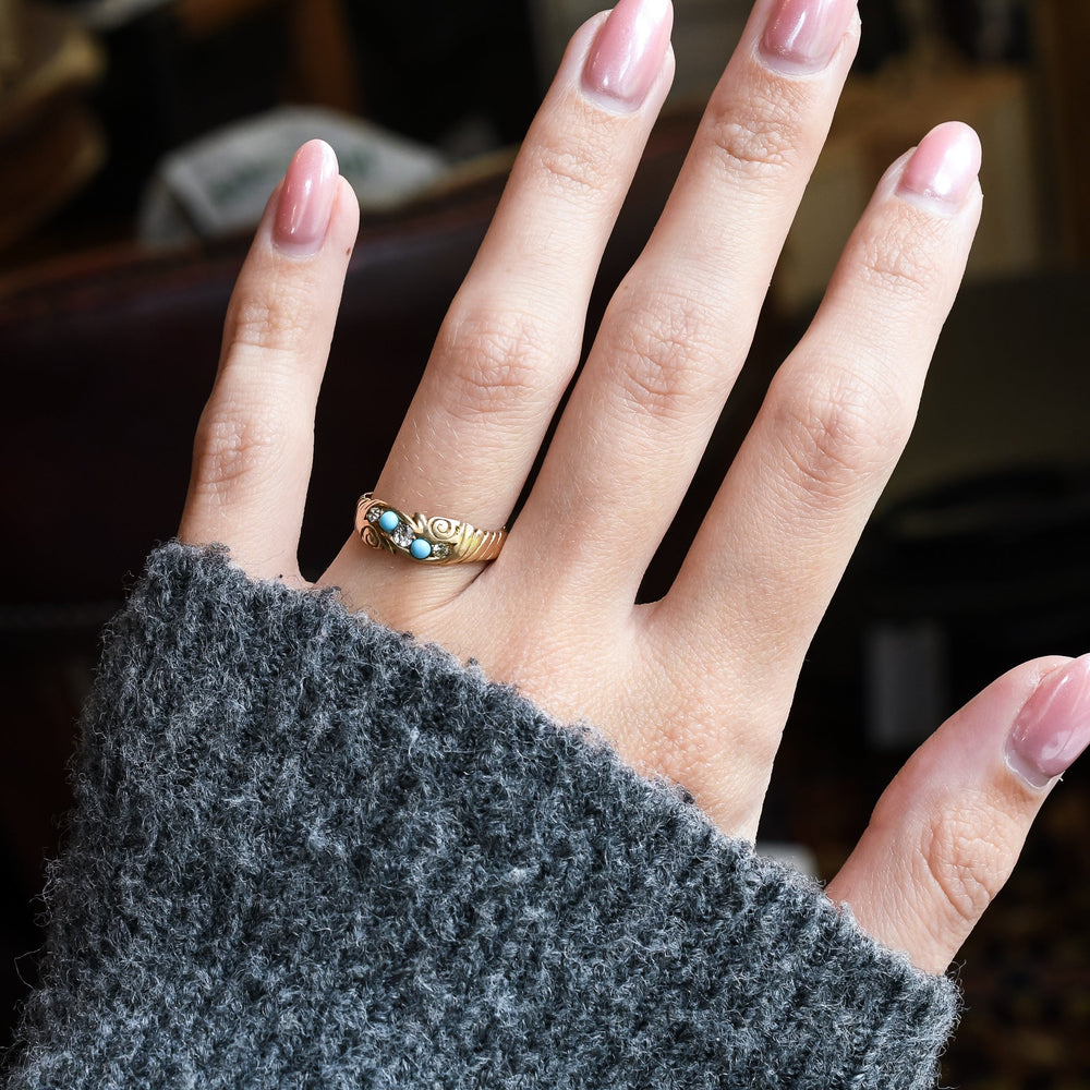 Late Victorian Turquoise & Diamond Ring