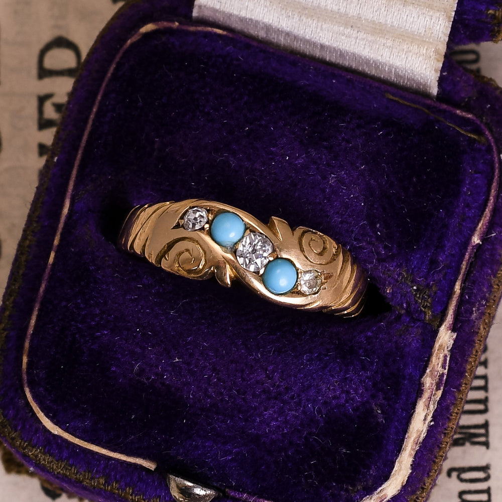 Late Victorian Turquoise & Diamond Ring