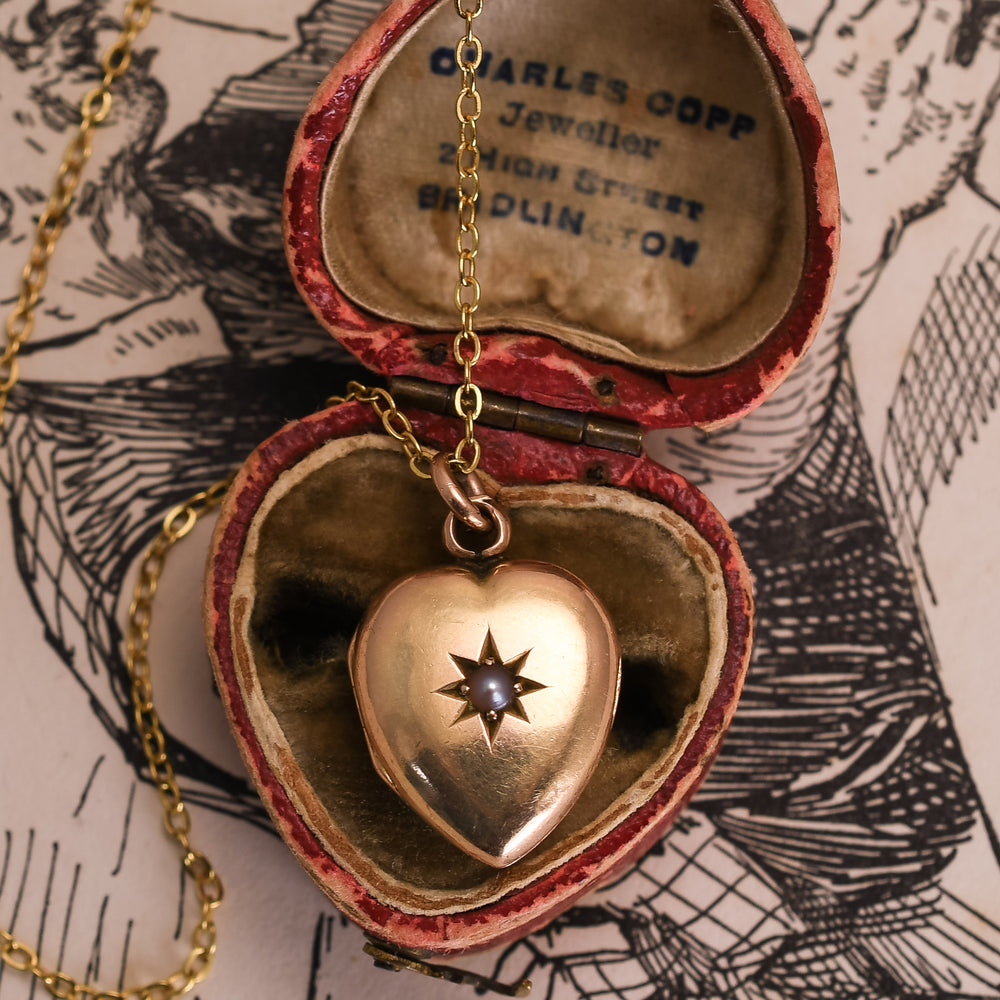 Victorian Pearl Heart Locket Pendant