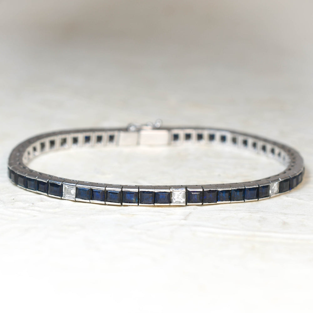 Art Deco Sapphire & Diamond Line Bracelet