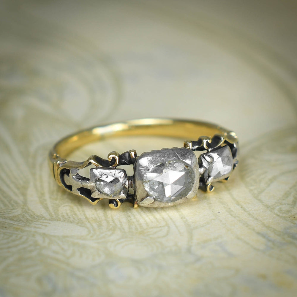 Georgian 3-Stone Rose Cut Diamond Ring