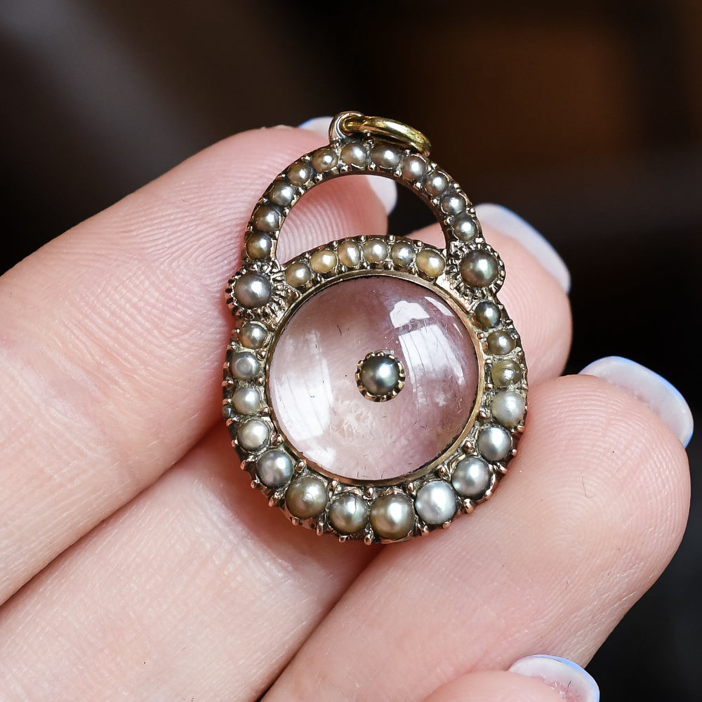 Georgian Pearl & Rock Crystal Padlock Pendant