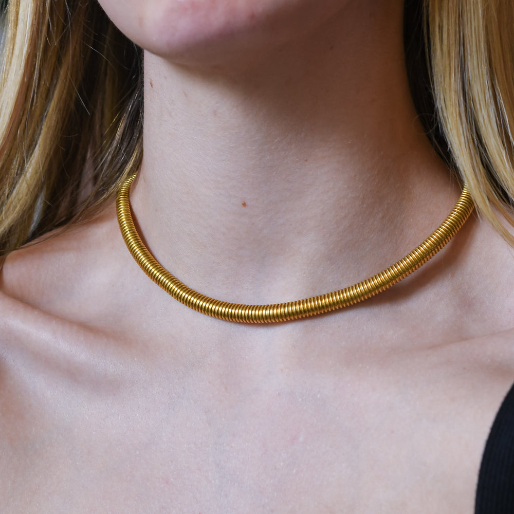 Art Deco 14k Gold Tubogas Necklace