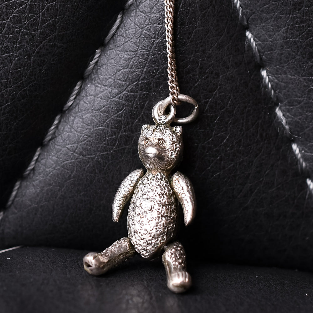 Silver Articulated Teddy Bear Necklace