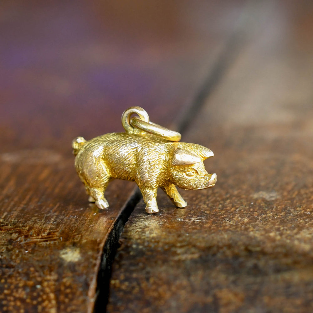 Antique Gold Lucky Pig Charm