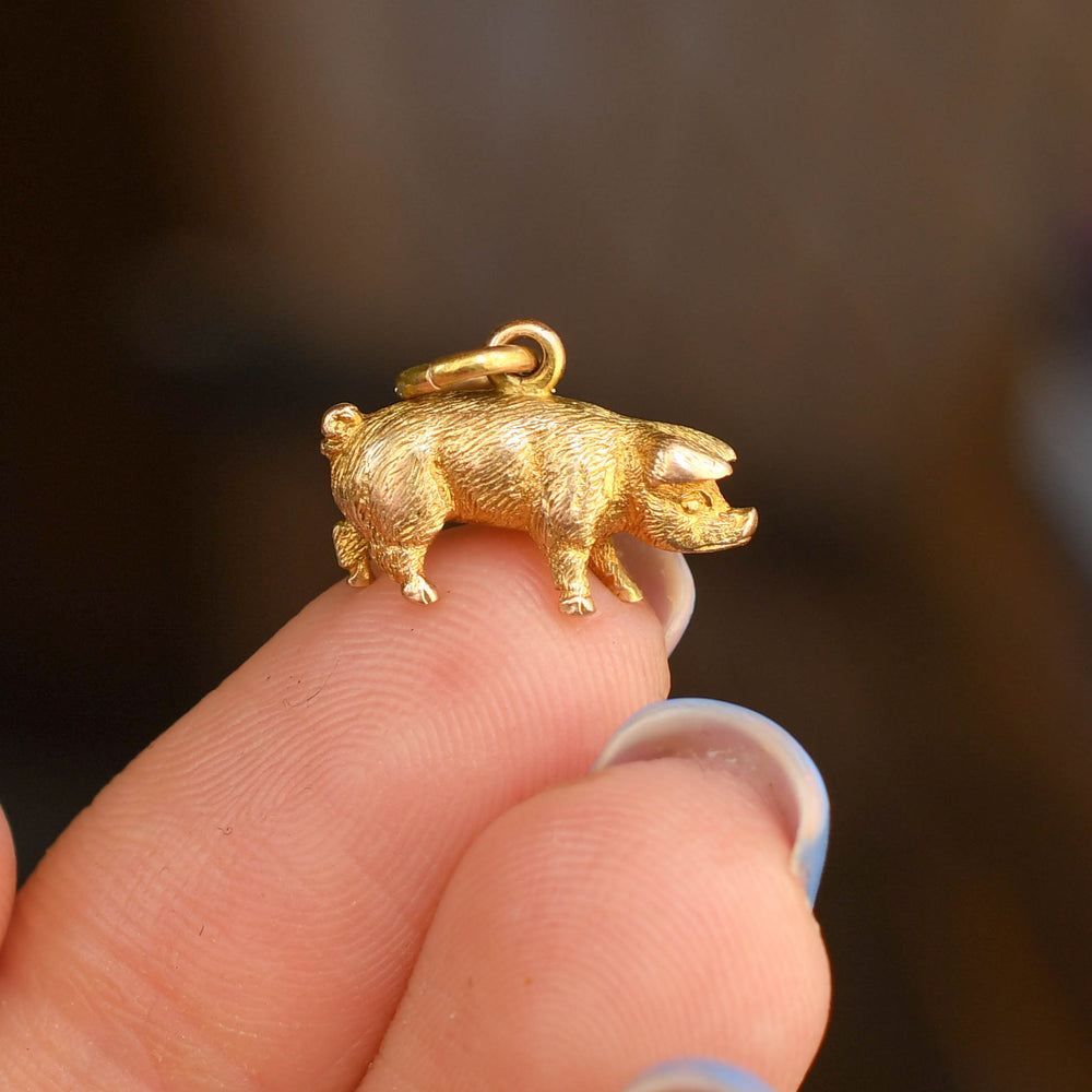 Antique Gold Lucky Pig Charm
