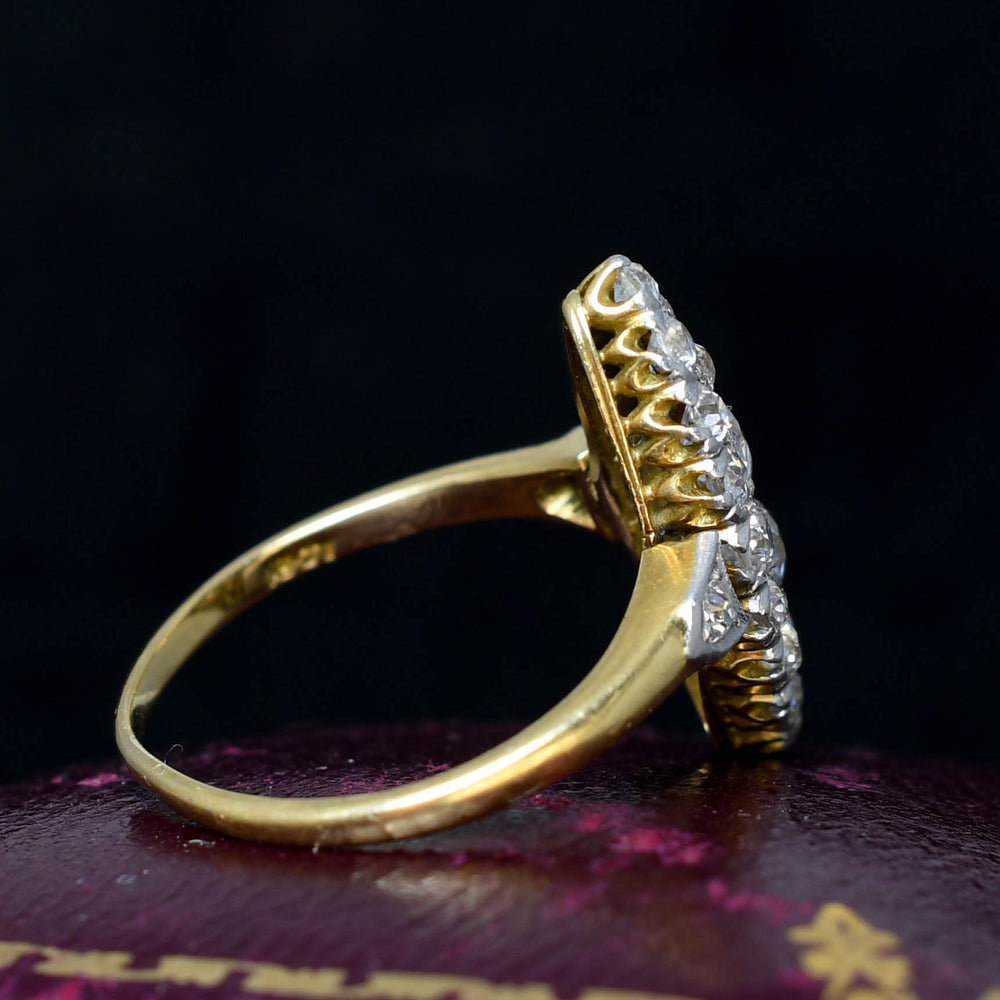Late Victorian Diamond Navette Cluster Ring