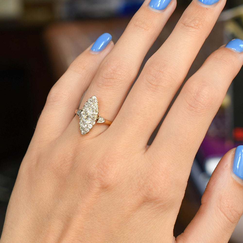 Late Victorian Diamond Navette Cluster Ring