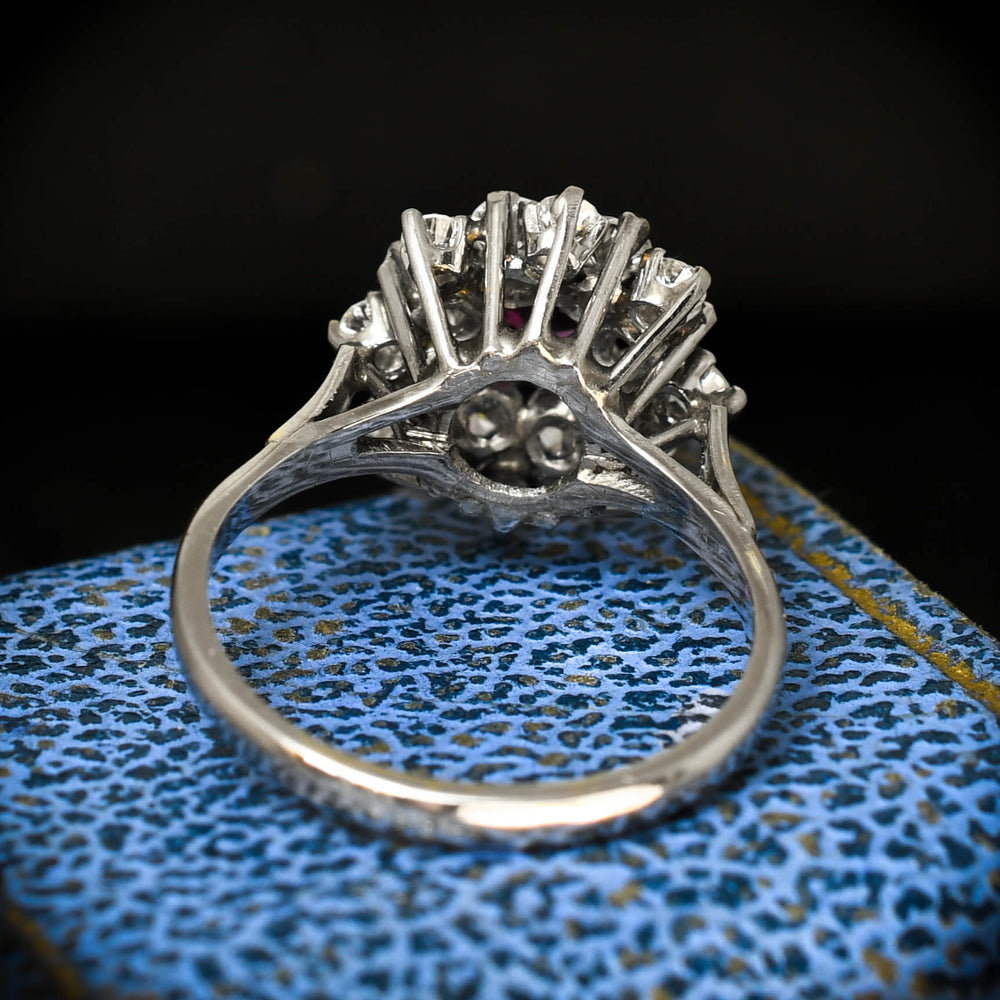 Vintage Ruby & Diamond Flower Cluster Ring