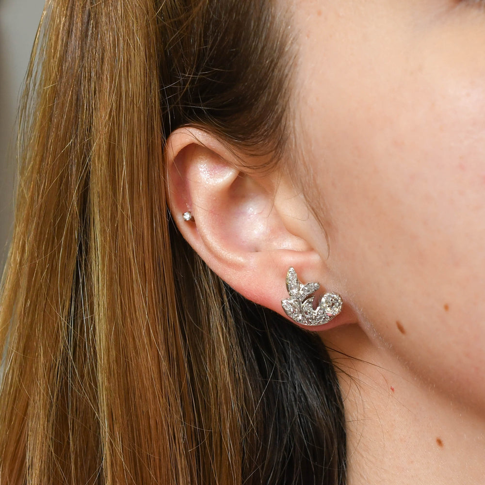 Victorian Diamond Cornucopia Earrings