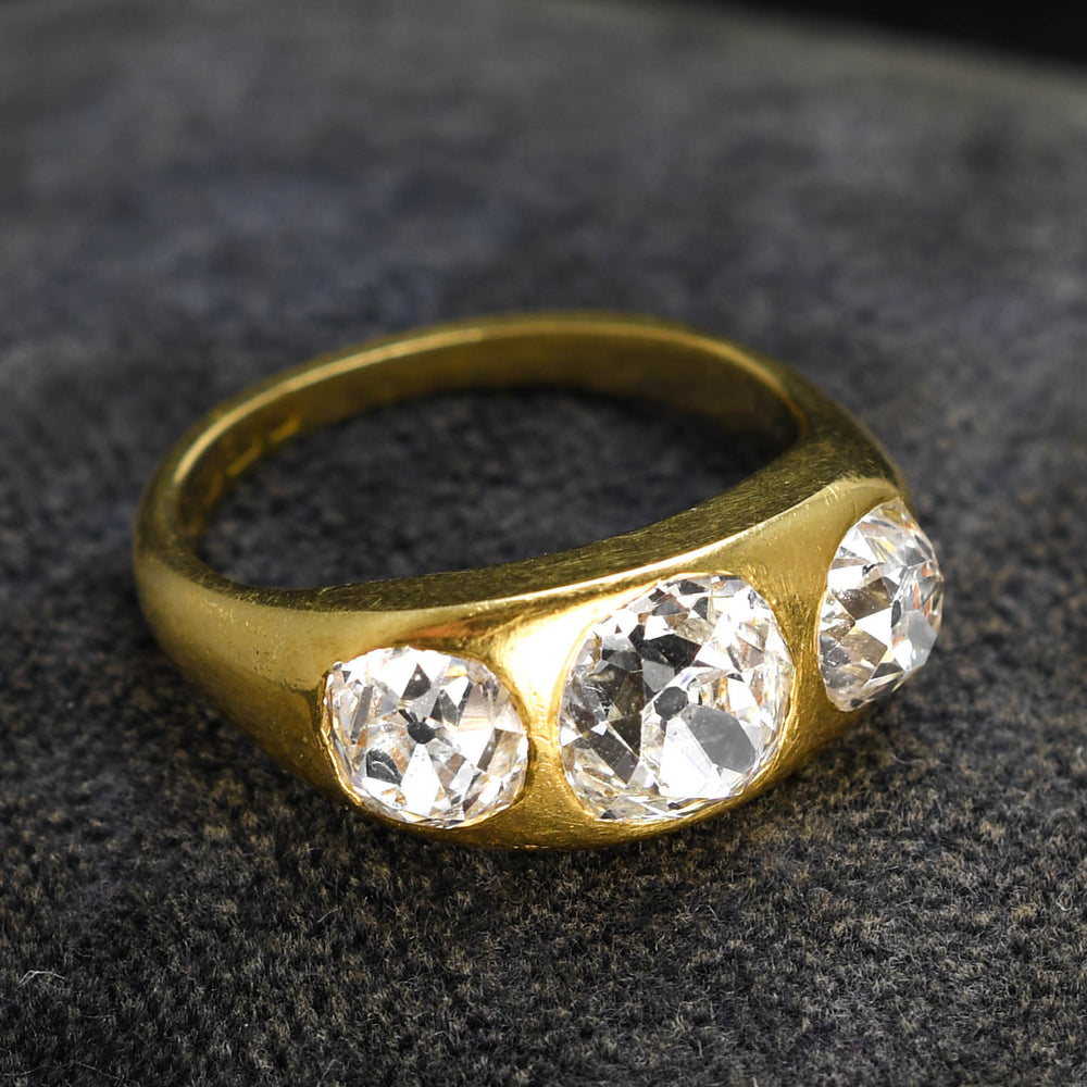 Victorian 3.36ct Diamond 3-Stone Gypsy Ring