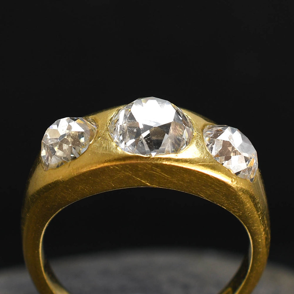 Victorian 3.36ct Diamond 3-Stone Gypsy Ring