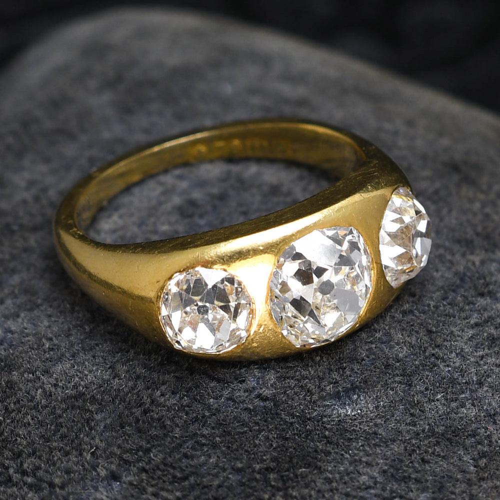 Victorian 3.36ct Diamond 3-Stone Gypsy Ring