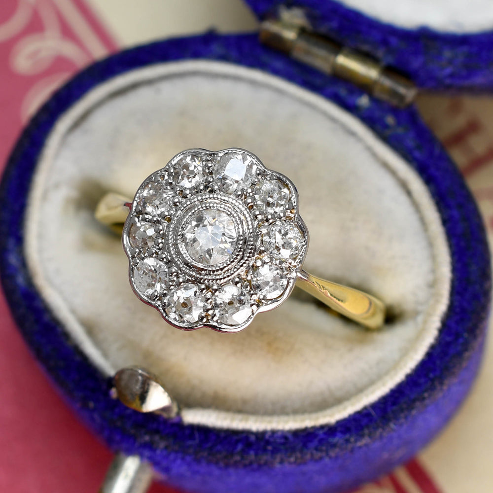 Edwardian Diamond Flower Cluster Ring