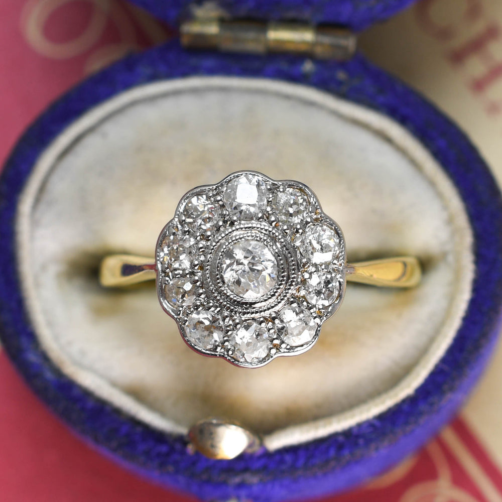 Edwardian Diamond Flower Cluster Ring
