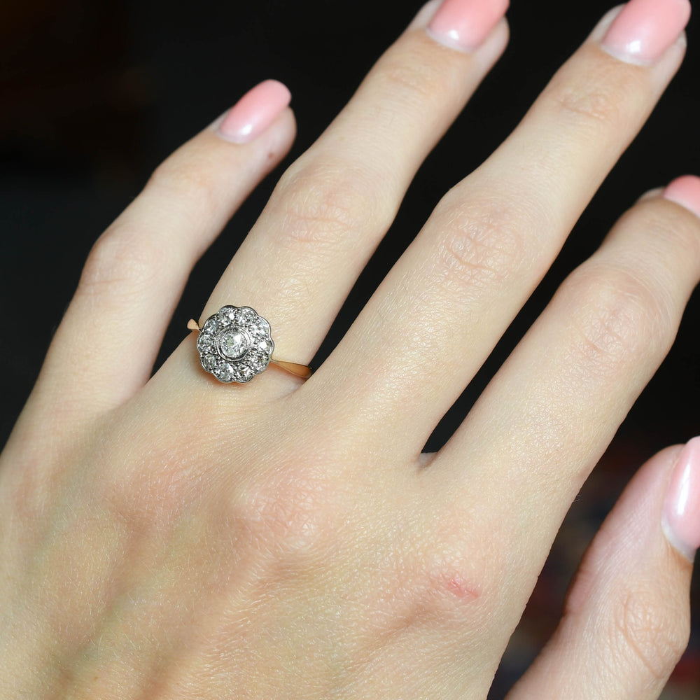 Edwardian Diamond Flower Cluster Ring