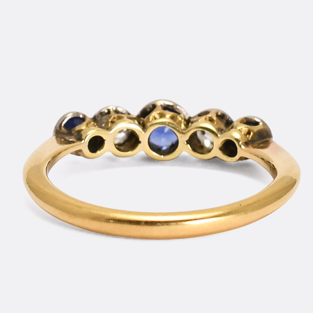 Edwardian Sapphire & Diamond 5-Stone Ring