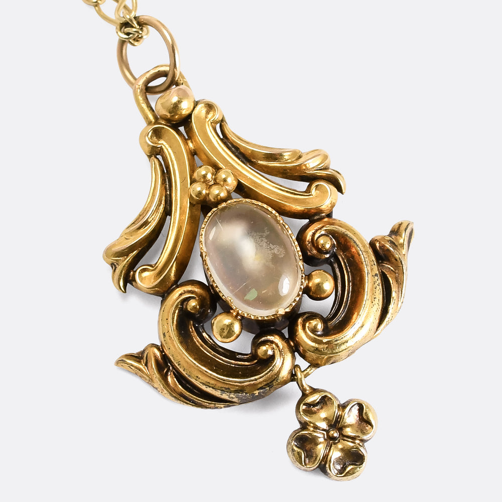 Arts & Crafts Moonstone Pendant & Chain