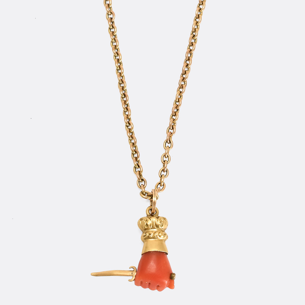 Georgian Coral Hand & Dagger Charm
