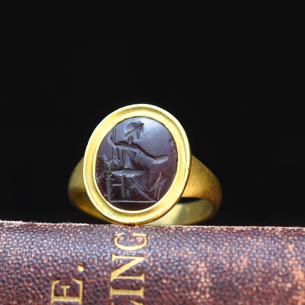 Roman Zeus Intaglio in 18k Georgian Ring Mount