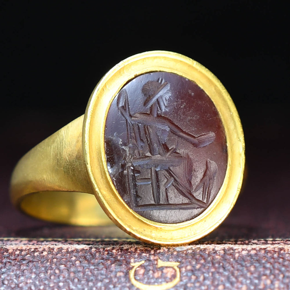 Roman Zeus Intaglio in 18k Georgian Ring Mount