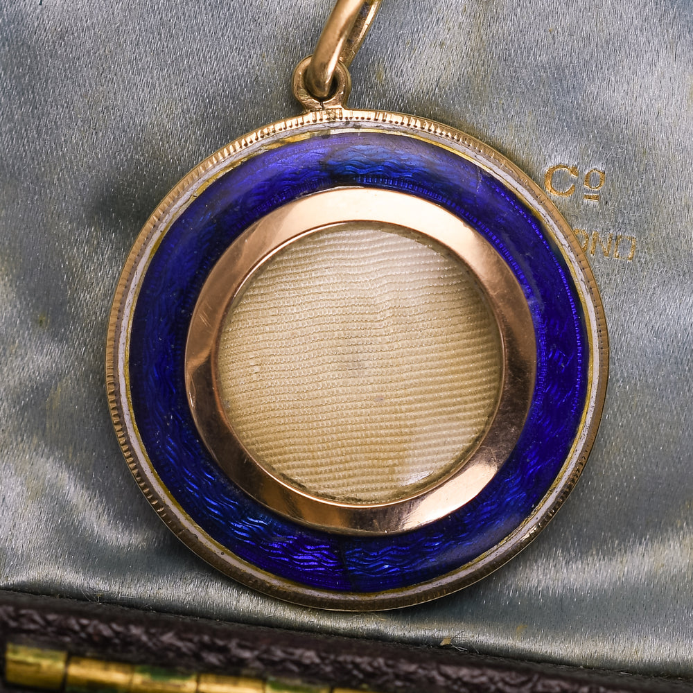 Georgian Blue Enamel & Pearl Locket