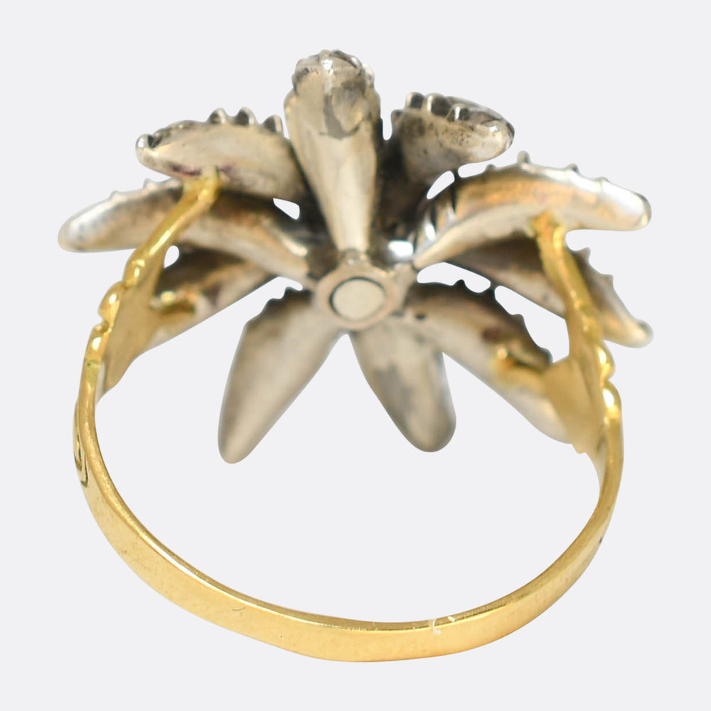 Georgian Rose & Table Cut Diamond Starburst Flower Ring