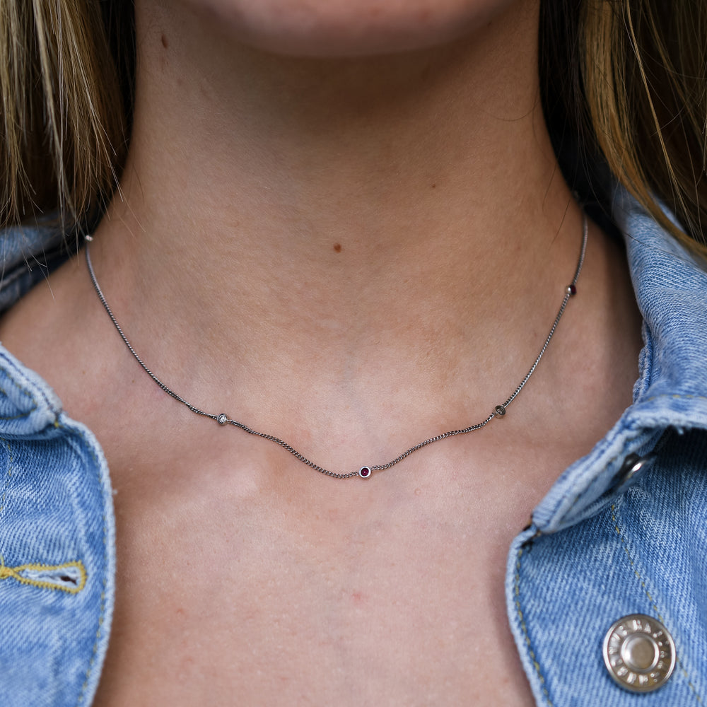 Contemporary Ruby & Diamond Platinum Chain