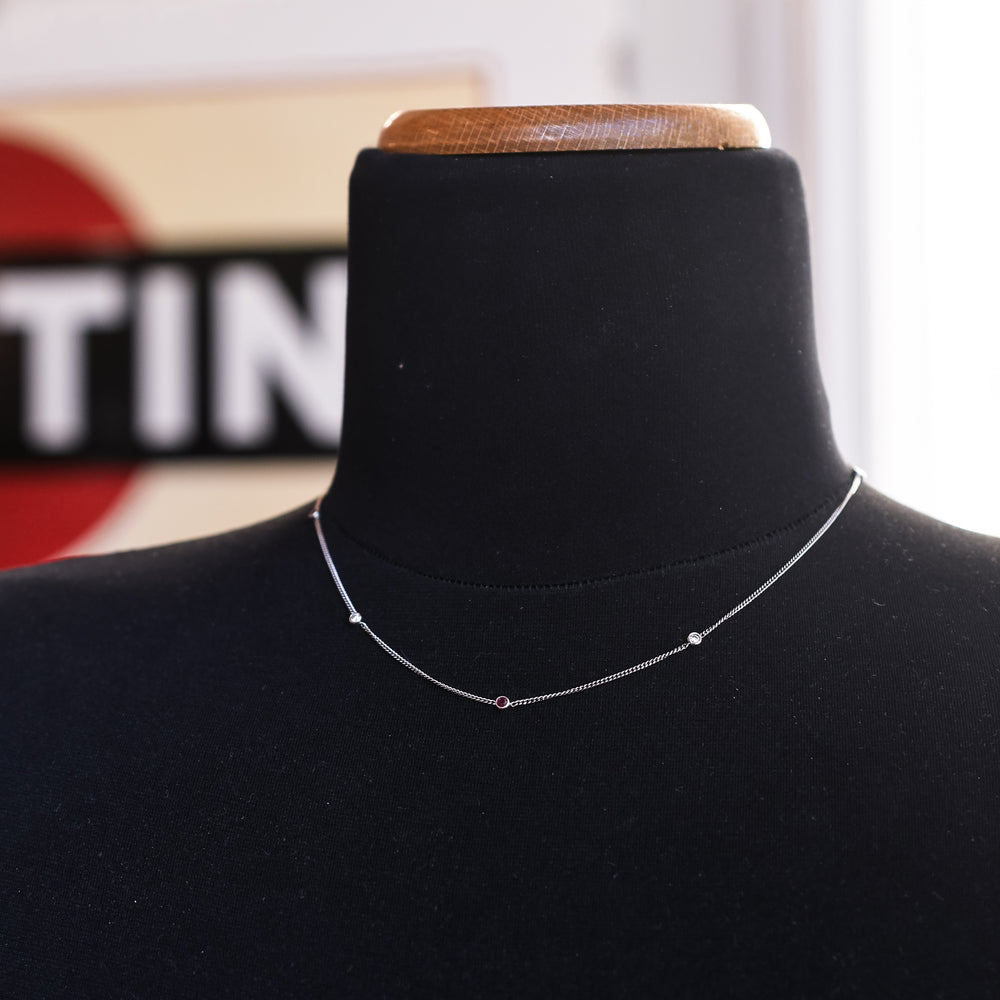 Contemporary Ruby & Diamond Platinum Chain