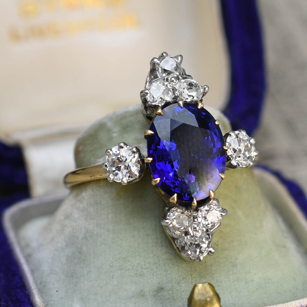 Victorian Sapphire & Diamond Satellite Cluster Ring